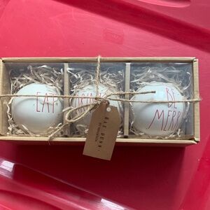 Rae Dunn White Ornament Trio